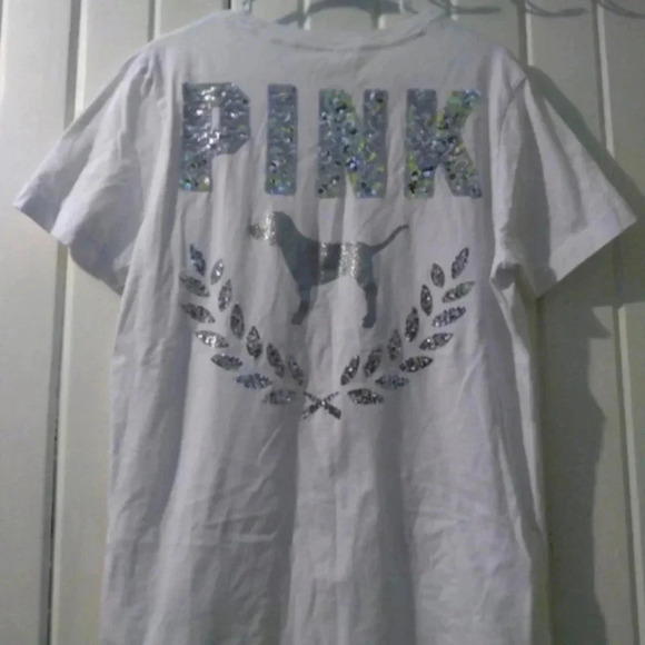PINK Victoria's Secret Tops - VS PINK bling dog tee-medium EUC